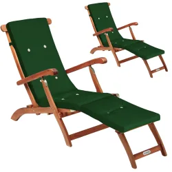 Gartenliege Queen Mary® 2er-Set Akazie FSC®-zertifiziert inkl Auflage Grün