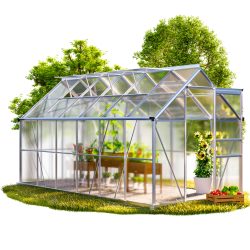 Alu Gewächshaus 380x190x195cm mit Fundament
