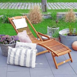 Gartenliege Akazienholz inkl Kopfkissen 166x70x70cm