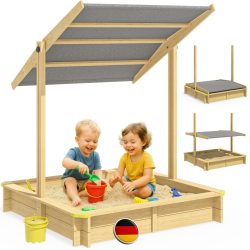 Sandkasten Hellbraun 120x120x120cm neigbares Sonnendach