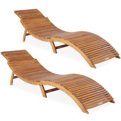 Faltbare Gartenliege 2er-Set Akazienholz FSC®-zertifiziert