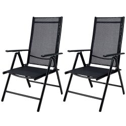 Gartenstuhl Hochlehner klappbar Bern 2er-Set Anthrazit Alu verstellbar