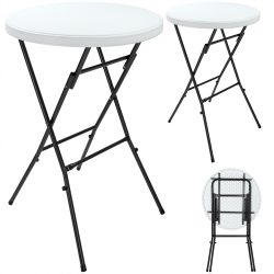 Stehtisch klappbar 2er-Set Kunststoff Ø72cm Weiß