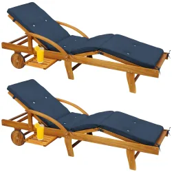 Casaria® Gartenliege Tami Sun® 2er-Set Akazie inkl Auflage Blau