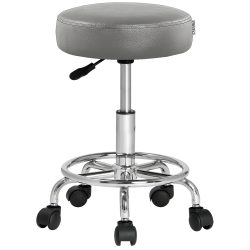 Rollhocker Kunstleder Grau 360° drehbar Fußablage