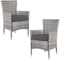 Polyrattan Gartenstuhl 2er-Set Grau/Anthrazit stapelbar