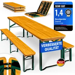 Bierzeltgarnitur 220cm klappbar 10 Personen hohe Belastbarkeit massives Holz