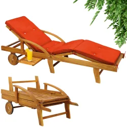 Gartenliege Tami Sun® Akazie inkl Auflage Orange