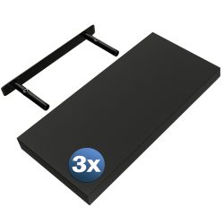 Wandregal Schweberegal 50cm 3er-Set Schwarz + Halterung