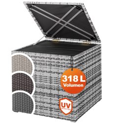 Gartenbox Polyrattan 318L Grau mit Innenverkleidung wetterfest