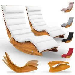Saunaliege Java 2er-Set Akazie FSC®-zertifiziert mit Auflage Creme