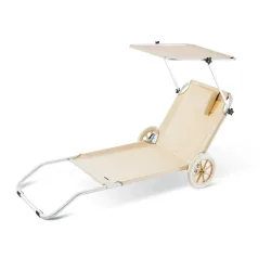 Gartenliege Kreta Beige Alu mit Rollen
