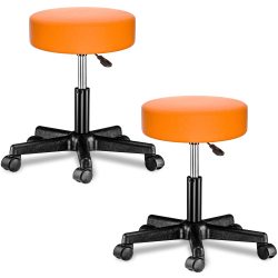 Rollhocker Kunstleder 2er-Set Orange 360° drehbar