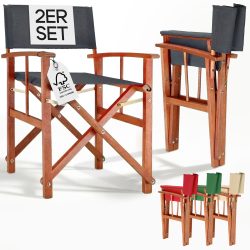 Regiestuhl Anthrazit 2er-Set Eukalyptusholz FSC®-zertifiziert Klappbar
