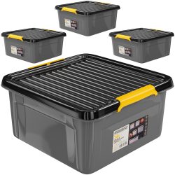 Aufbewahrungsbox 4er-Set Grau/Anthrazit 39x39x16cm stapelbar