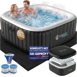 Whirlpool aufblasbar Schwarz eckig 4 Personen 20-42°C winterfest