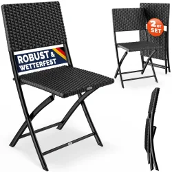 Polyrattan Klappstuhl Rom 2er-Set Schwarz
