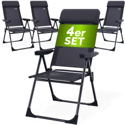 Gartenstuhl klappbar 4er-Set Anthrazit Alu Hochlehner verstellbar