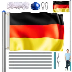 monzana® Fahnenmast Alu 650cm mit Deutschland-Flagge