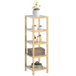 Standregal Bambus Weiß 140x33x34cm
