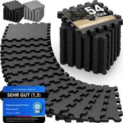 Bodenschutz-/Puzzlematten 54er-Set Schwarz 264x175x1cm