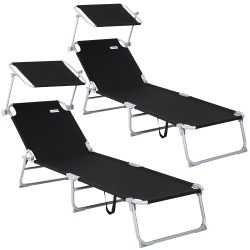 Gartenliege Hawaii 2er-Set Anthrazit Alu 190x60x30cm