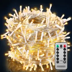 Lichterkette Weihnachten Warmweiß 60m transparent Fernbedienung