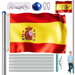 monzana® Fahnenmast Alu 650cm inkl Spanien-Flagge