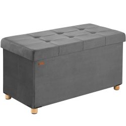 Sitzbank Anthrazit Samt 76x38x42cm mit Stauraum faltbar