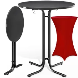 Stehtisch Grau 110x80cm + Stehtischhusse Bordeaux Ø80cm