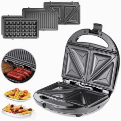 Sandwichmaker 3in1 Schwarz/Silber 800W 23x22x10cm