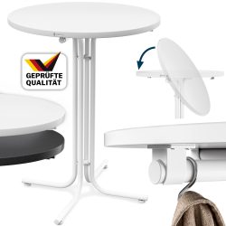 Stehtisch Weiß Ø70x110cm klappbar Outdoor höhenverstellbar bis 100kg