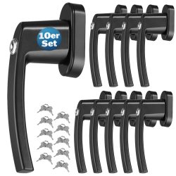 Fenstergriff 10er-Set Schwarz abschließbar