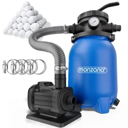Sandfilteranlage MZPF180 5000L/h bis 15000L Pool mit Filterbällen 7 Wege Ventil
