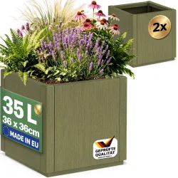 Blumentopf Ethica 2er-Set Olivgrün Kunststoff 36x36x35cm