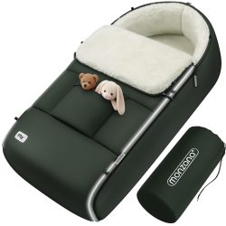 Babyfußsack Grau-Grün gefüttert Kinderwagen geeignet