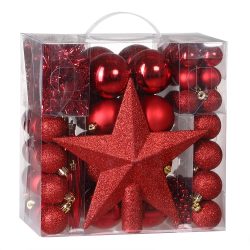 Weihnachtskugeln Rot 77 tlg in matt glänzend & glitzernd