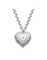 Herz-Medaillon mit Muster und Stein inkl. Kette – Elegant - Halsketten und Anhänger