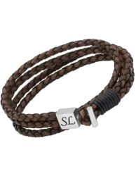Vierreihiges Lederarmband im Vintage-Look, dunkelbraun - Armschmuck und Armbänder