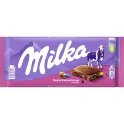Milka Alpenmilch Schokolade mit bunten Kakaolinsen 100G