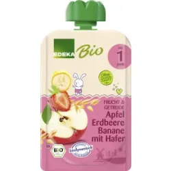 EDEKA Bio Apfel, Erdbeere & Banane mit Hafer ab 1.Jahr 100G