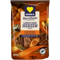 EDEKA Herzstücke Lebkuchen Herzen gefüllt Zartbitter 150G