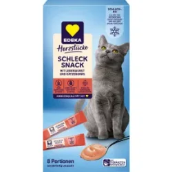 EDEKA Herzstücke Schleck-Snack Leberwurst mit Leberwurst & Katzengras 8ST 120G