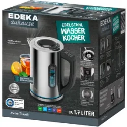 EDEKA zuhause Edelstahlwasserkocher Silent 1,7L