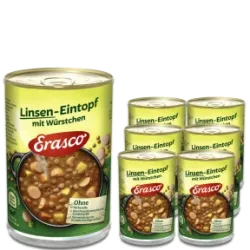 Erasco Linsen-Eintopf mit Würstchen 1 Portion 6x400G