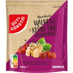 Gut & Günstig Blanchierte Walnusskerne und Cranberries 200G
