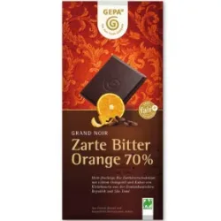 GEPA Fairtrade Grand Noir Orange Bio Schokolade 70% Cacao 100G