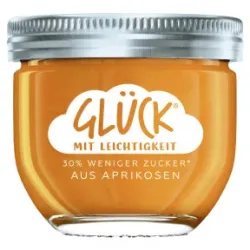 Glück Fruchtaufstrich Aprikose 30% weniger Zucker 230G