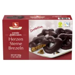 Weiss Lebkuchen Herzen Sterne Brezeln Zartbitter 500G