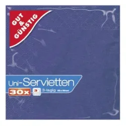 Gut & Günstig Servietten dunkelblau 3-lagig 33cm x 33cm 30ST